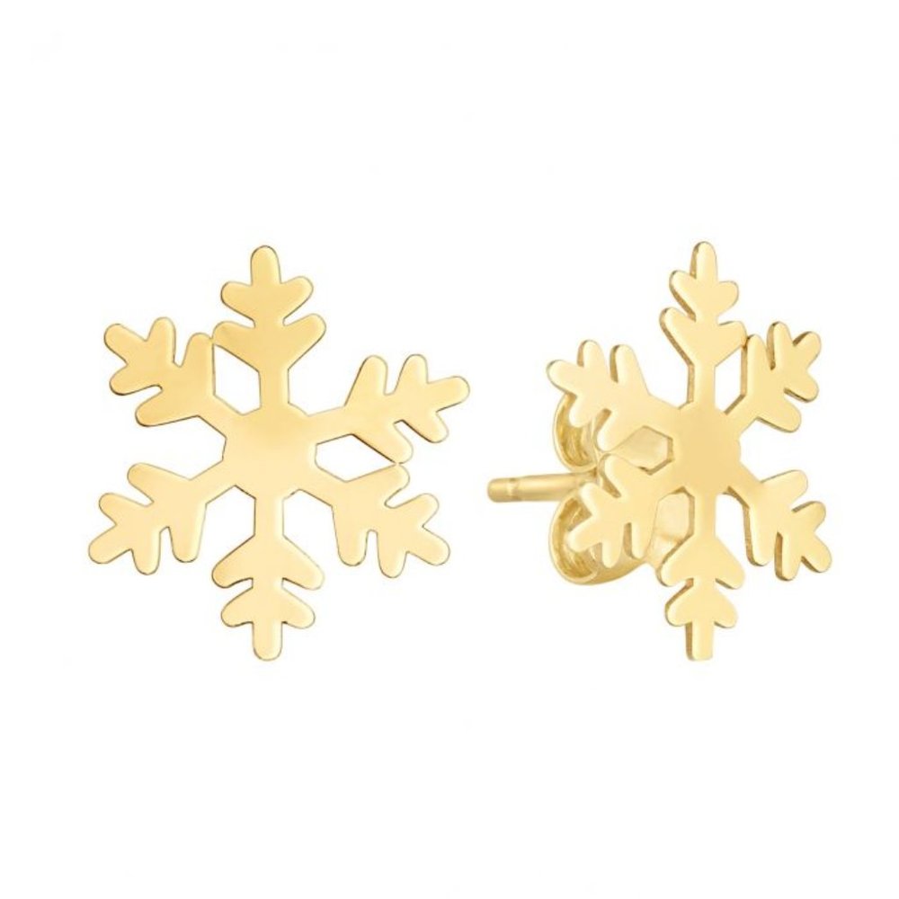 14K Gold Snowflake Stud Earring